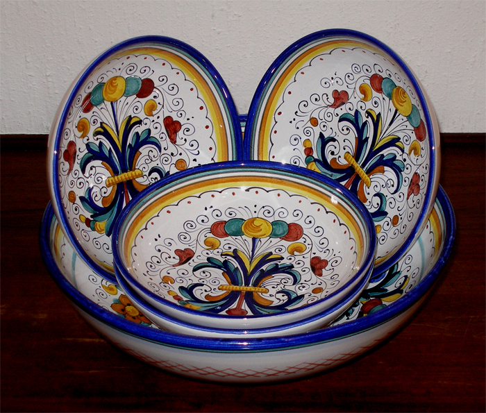 RICCO BLUE DERUTA ITALY SALAD/PASTA BOWLS SET 5 PCS eBay