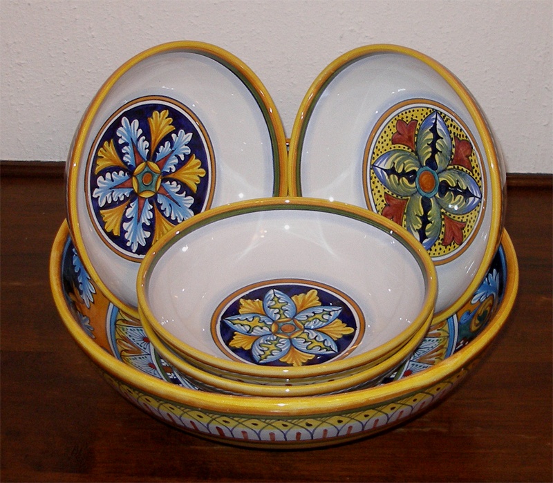 DERUTA Italian Pottery Pasta Bowls Set 5 pcs Hand Paint eBay