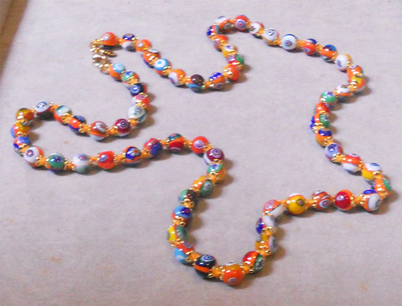 Vintage Murano Gl Beads Millefiori Orange Necklace Ebay Vintage Murano Gl Beads Millefiori